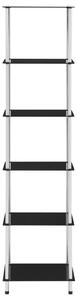 6-Tier Shelf Black 40x40x160 cm Tempered Glass