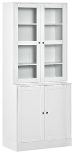 HOMCOM Modern Bookcase with Doors, Display Storage Cabinet with Adjustable Shelves for Living Room, Study, Office, White Aosom UK