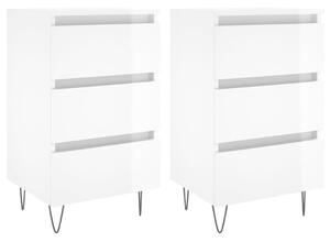 Bedside Cabinets 2 pcs High Gloss White 40x35x69 cm Engineered Wood