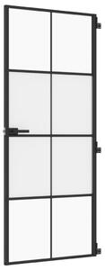 Interior Door Slim Black 83x201.5 cm Tempered Glass and Aluminium