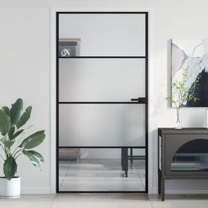 Interior Door Slim Black 102.5x201.5 cm Tempered Glass and Aluminium