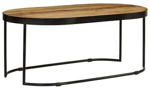 Coffee Table Oval Solid Rough Mango Wood and Steel 100 cm