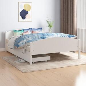 Bed Frame with 2 Drawers White Solid Wood Pine 140x200 cm Double