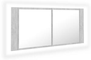 LED Bathroom Mirror Cabinet Concrete Grey 100x12x45 cm Acrylic