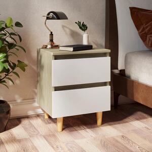 Bed Cabinets & Pinewood Legs 2 pcs White & Sonoma Oak 40x35x50cm