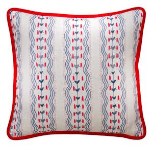 Hearty Denim, Sustainable Feather, Cushion - Andrew Martin Kit Kemp Eco-conscious & Linen & Linen Blend Floral & Stripe