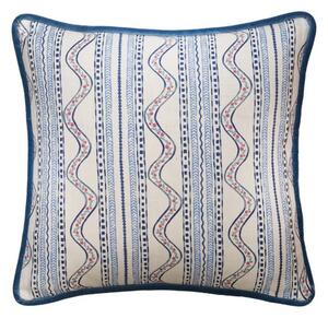 Flow Denim, Sustainable Feather, Cushion, Pink - Andrew Martin Kit Kemp Linen & Linen Blend Floral & Stripe