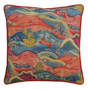 Meadow Multi, Sustainable Feather, Cushion, Meadow - Andrew Martin Kit Kemp Linen & Linen Blend Embroidered & Animal & Floral