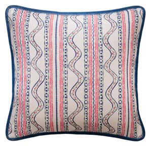 Flow Pink, Sustainable Feather, Cushion - Andrew Martin Kit Kemp Linen & Linen Blend Floral & Stripe