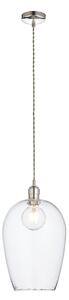 Hexton Large Hammered Glass Pendant in Bright Nickel