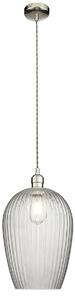 Hexton Large Ribbed Glass Pendant in Bright Nickel