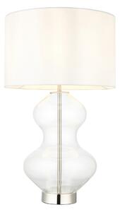 Cleo Shaped Table Lamp in Nickel with White Shade