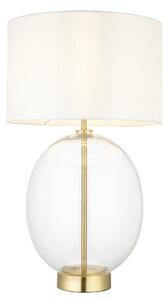 Cleo Oval Table Lamp in Brass with White Shade