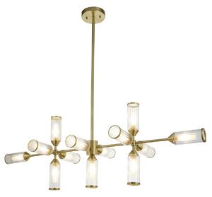 Julian Extra Large Linear Glass Pendant in Brushed Brass