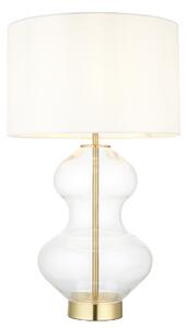 Cleo Shaped Table Lamp in Brass with White Shade