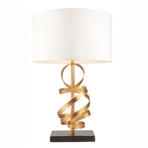 Waverly Gold Ribbon Table Light with Ivory Shade