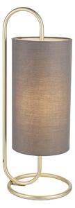 Lilith Table Light in Antique Brass with Grey Fabric