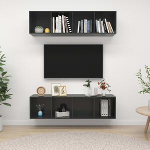 Wall-mounted TV Cabinets 2 pcs High Gloss Grey Engineered Wood