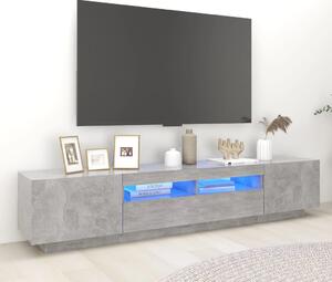 TV Cabinet with LED Lights Concrete Grey 200x35x40 cm