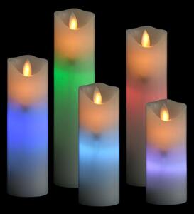 5 Piece Electric LED Candle Set with Remote Control Colourful