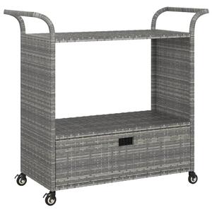 Bar Cart with Drawer Grey 100x45x97 cm Poly Rattan