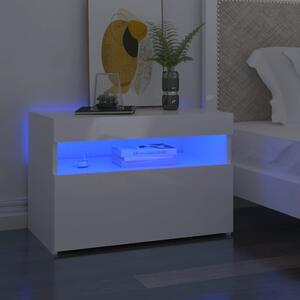 Bedside Cabinet & LED Lights 2 pcs High Gloss White 60x35x40 cm