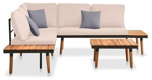 4 Piece Garden Lounge Set with Cushions Solid Wood Acacia
