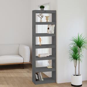 Book Cabinet/Room Divider Grey 60x30x199.5 cm Solid Wood Pine