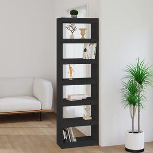 Book Cabinet/Room Divider Black 60x30x199.5 cm Solid Wood Pine