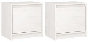 Bedside Cabinets 2 pcs White 40x30.5x40 cm Solid Pinewood
