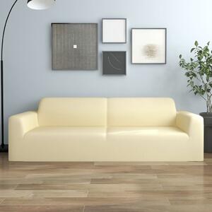 3-Seater Stretch Couch Slipcover Cream Polyester Jersey