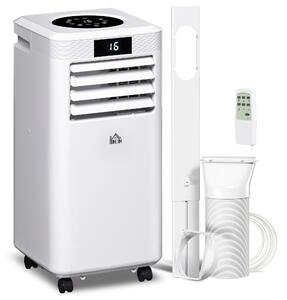 HOMCOM 10000 BTU Air Conditioner Portable AC Unit for Cooling Dehumidifying Ventilating with Remote Controller, LED Display, Timer, White Aosom UK