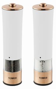 Tower Rose Gold Electric Salt & Pepper Mill White