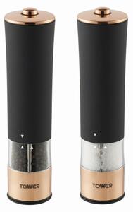 Tower Rose Gold Electric Salt & Pepper Mill Black