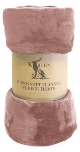 Rolled 140cm x 180cm Flannel Fleece Throw Blush