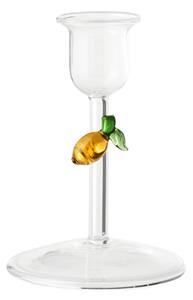 Candleholder - Glass. Ø9 x 10 cm. - Yellow - Søstrene Grene