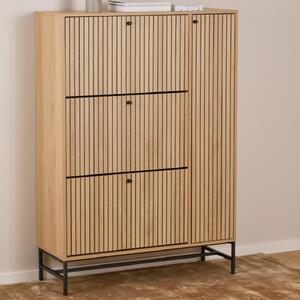 Attica Wooden Shoe Cabinet With 1 Door In Oak And Matt Black
