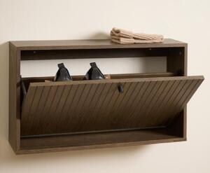 Attica Wall Hung Wooden Shoe Cabinet With Flip Door In Smoked Oak