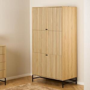 Attica Wooden Wardrobe With 4 Doors In Oak And Matt Black