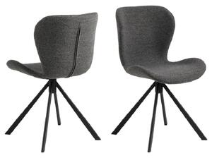 Baldwin Anthracite Fabric Dining Chairs With Black Legs In Pair