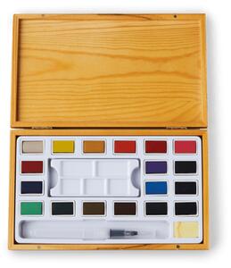 Watercolour set - In wooden box. 18 colours. - Multi - Søstrene Grene