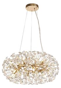 Fusion 12 Light Crystal Ceiling Pendant Light In French Gold Finish