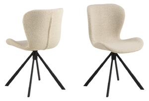 Baldwin Cream Fabric Dining Chairs With Black Legs In Pair