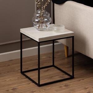 Bellmore Wooden Square Side Table In Travertine