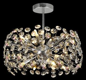 Fusion 8 Light Crystal Semi Flush Light in Polished Chrome Finish