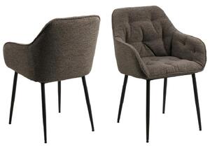 Bilbao Taupe Fabric Dining Chairs With Armrest In Pair