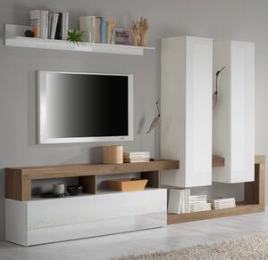 Hanmer Large White Gloss Entertainment Wall Unit In Mercure