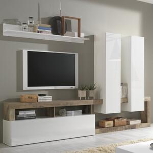 Hanmer Large White Gloss Entertainment Wall Unit In Pero