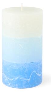 Rustic pillar candle - Paraffin/stearin wax/cotton. Ø7 x 12 cm. 48 hours. - Misty Blue - Søstrene Grene