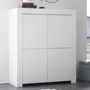 Ferndale Wooden Highboard With 4 Doors In Matt White